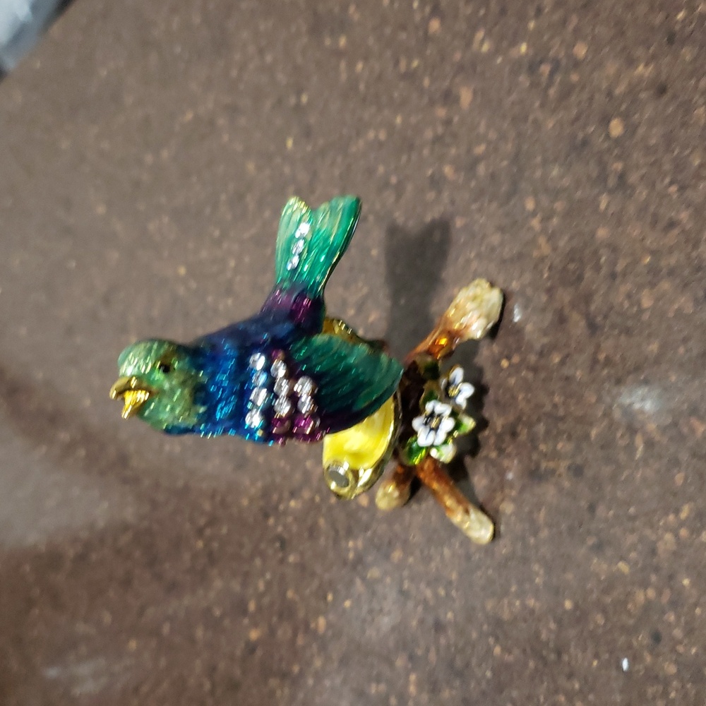 Hand Painted Enamel Bird Brass Trinket Home Decor Figurine Keepsake Collectible - Picture 7 of 10